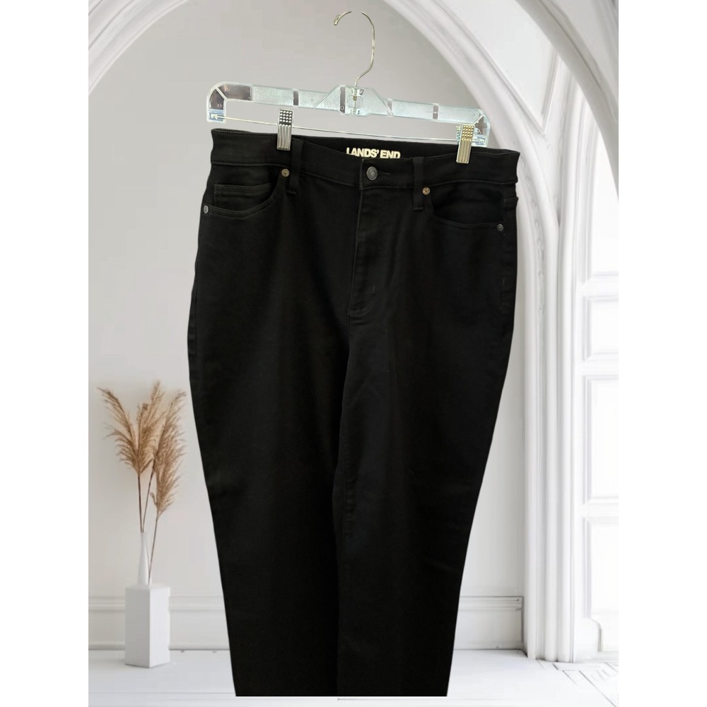 Lands' End Womens Black Tall Washable Comfort‎ High Rise Straight Leg Pants